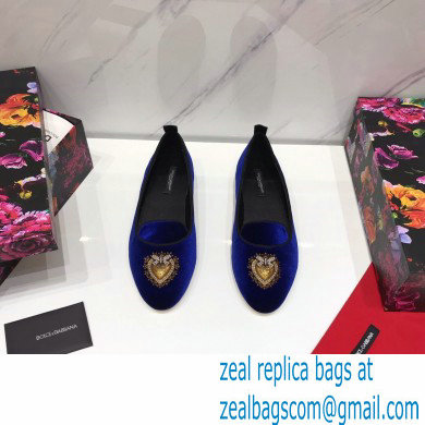 Dolce & Gabbana Velvet Devotion Loafers Slippers Blue 2021